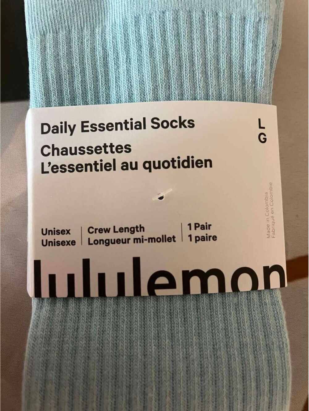 Lululemon Daily Essential Crew Length Socks Light Blue Size L/G